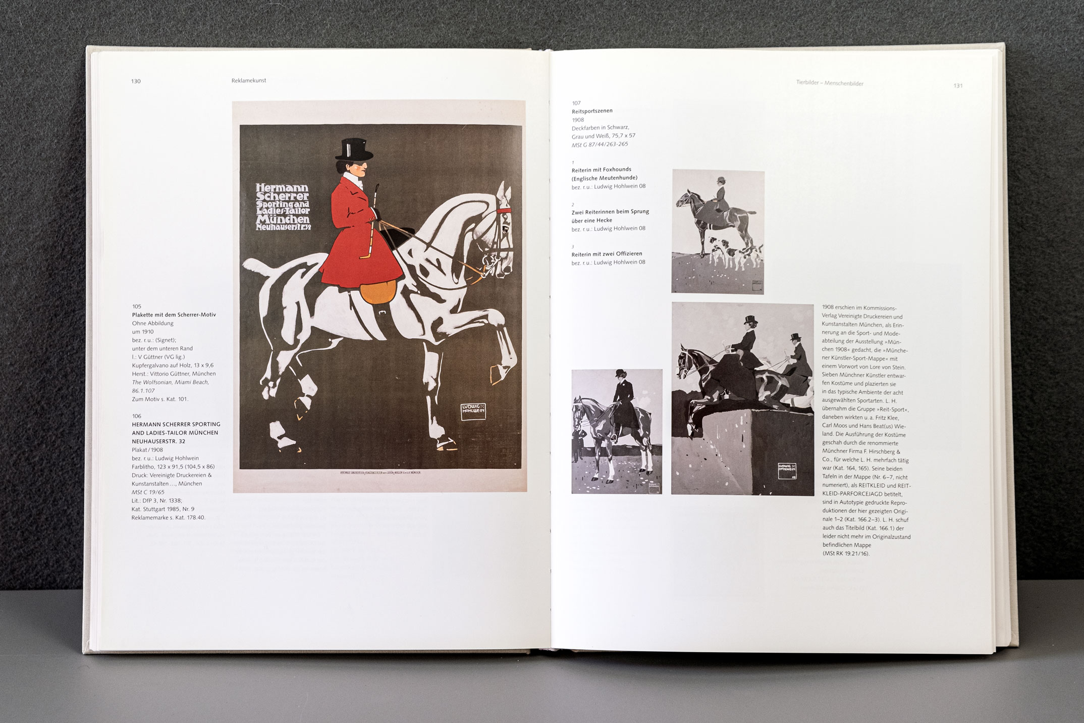  Buchgestaltung des Bildteils »Pferde« im Ausstellungskatalog »Ludwig Hohlwein«, Münchner Stadtmuseum