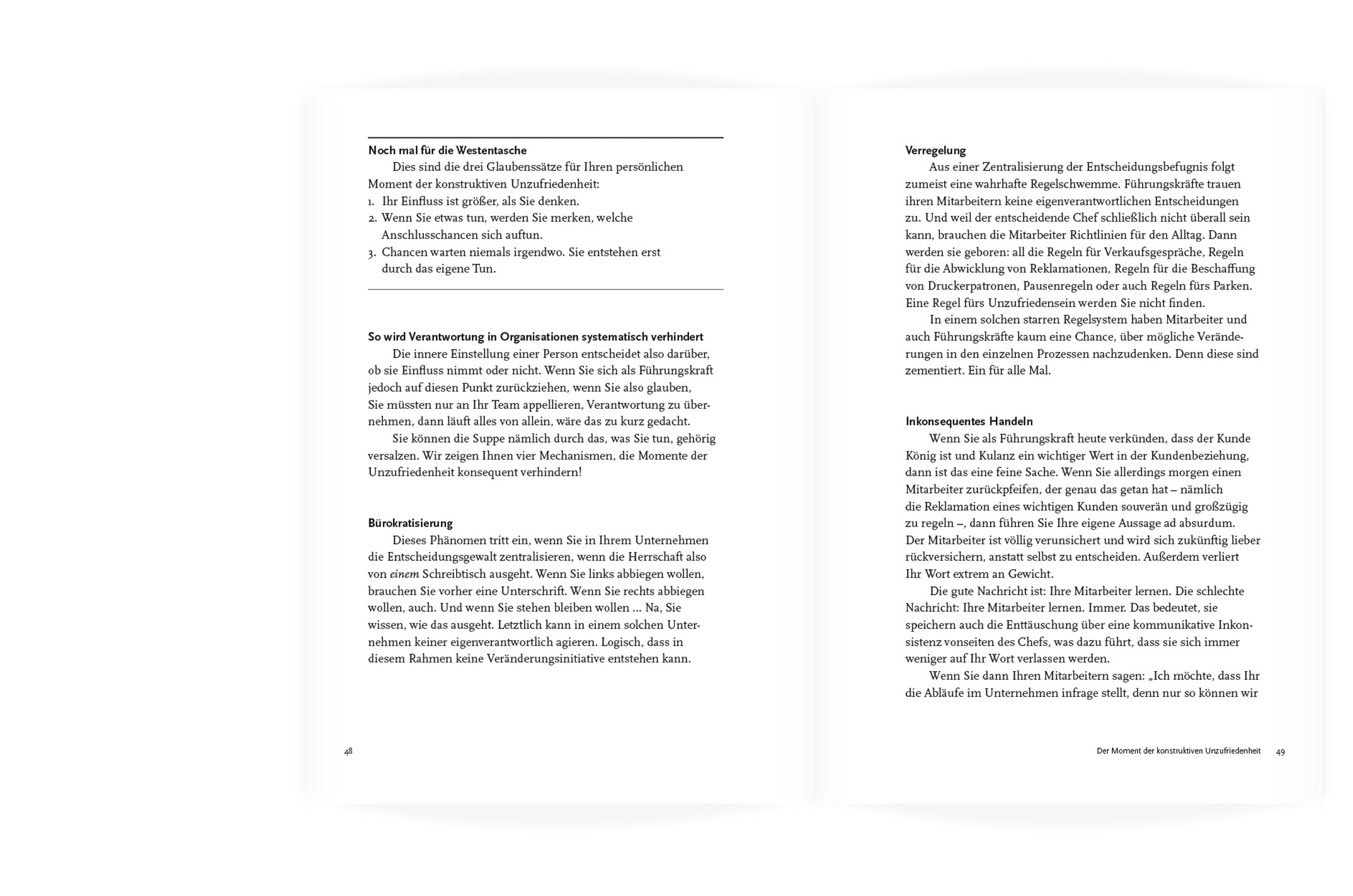 Buchgestaltung, Hierarchien in der Typografie auf der Doppelseite, »Die Kraft der Leadership Teams« von Rainer Petek, Herbert Schreib, Werner Bein und Florian Pichler