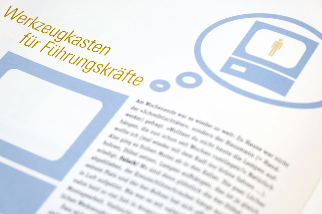 Doppelseite Typografie, Mitarbeiterzeitschrift ärbäg, TRW