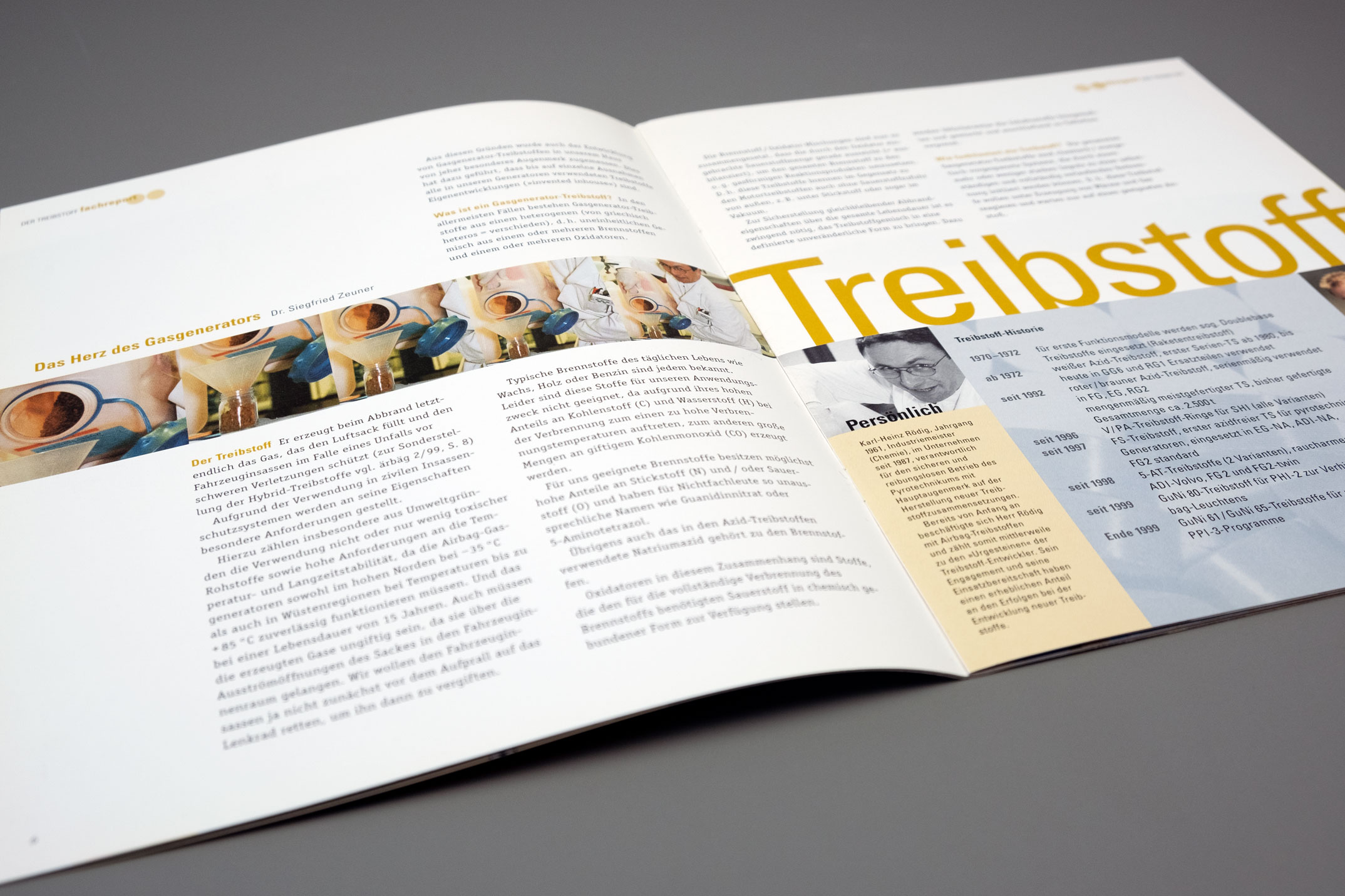 Doppelseite Treibstoff, Mitarbeiterzeitschrift ärbäg, TRW