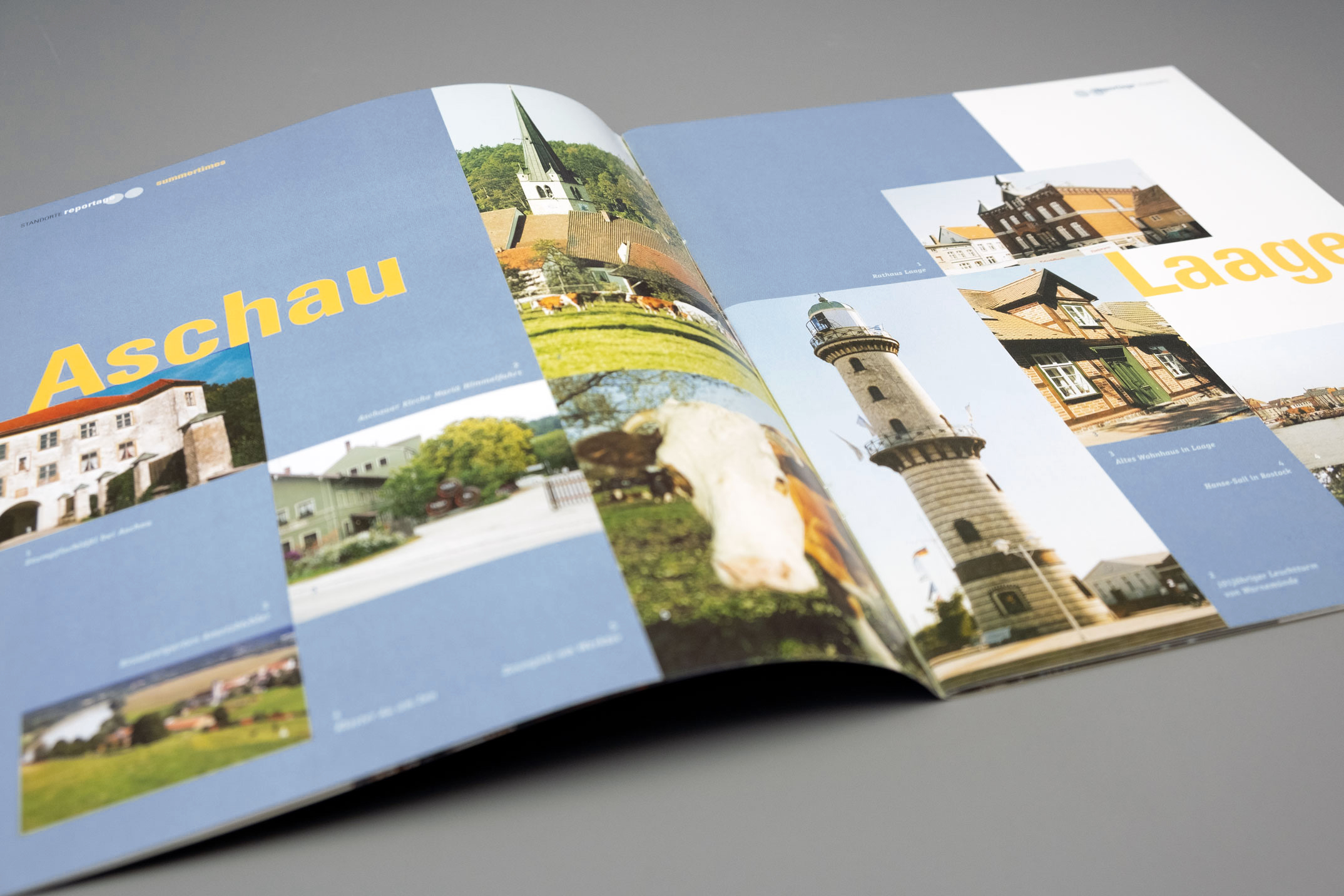 Doppelseite Aschau und Laage, Mitarbeiterzeitschrift ärbäg, TRW