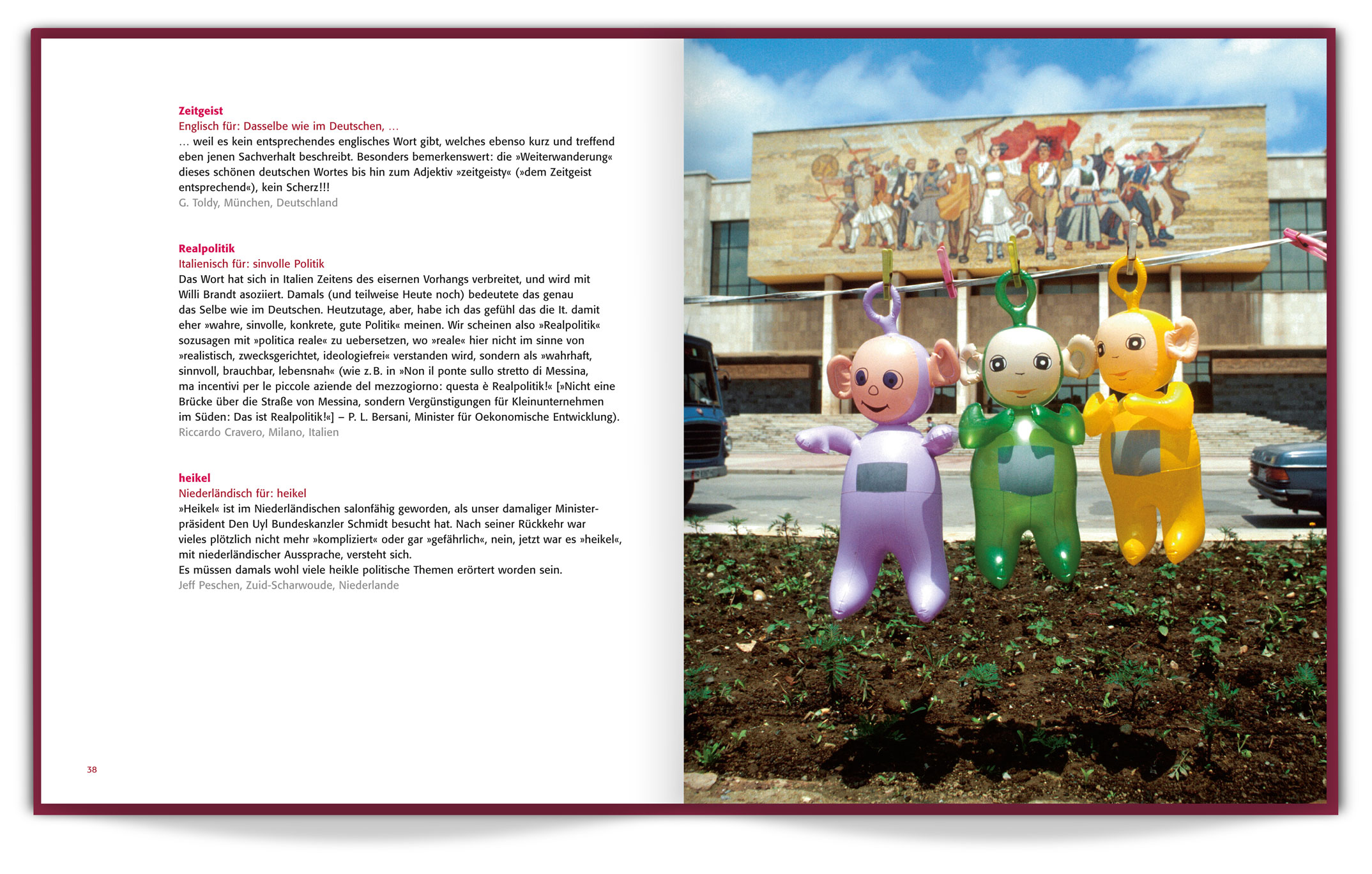 Buchgestaltung zum Wettbewerb »Wörterwanderung«, Doppelseite Zeitgeist, Goethe Institut
