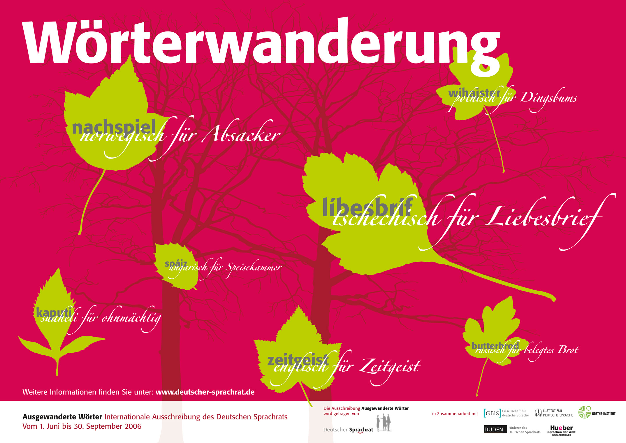 Werbekampagne zur Ausschreibung »Wörterwanderung«, Plakat, Goethe Institut