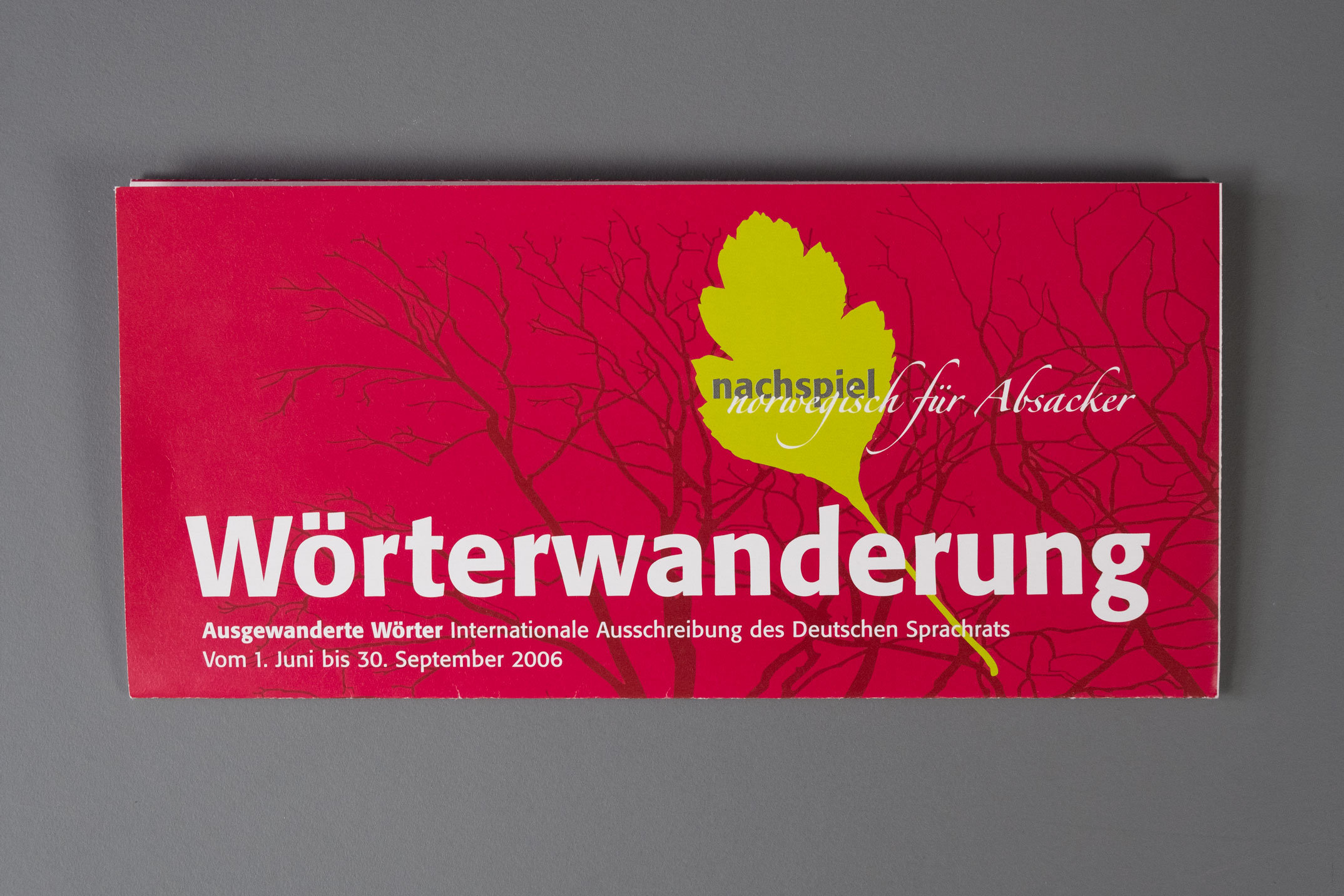 Werbekampagne zur Ausschreibung »Wörterwanderung«, Faltblatt, Titelseite, Goethe Institut