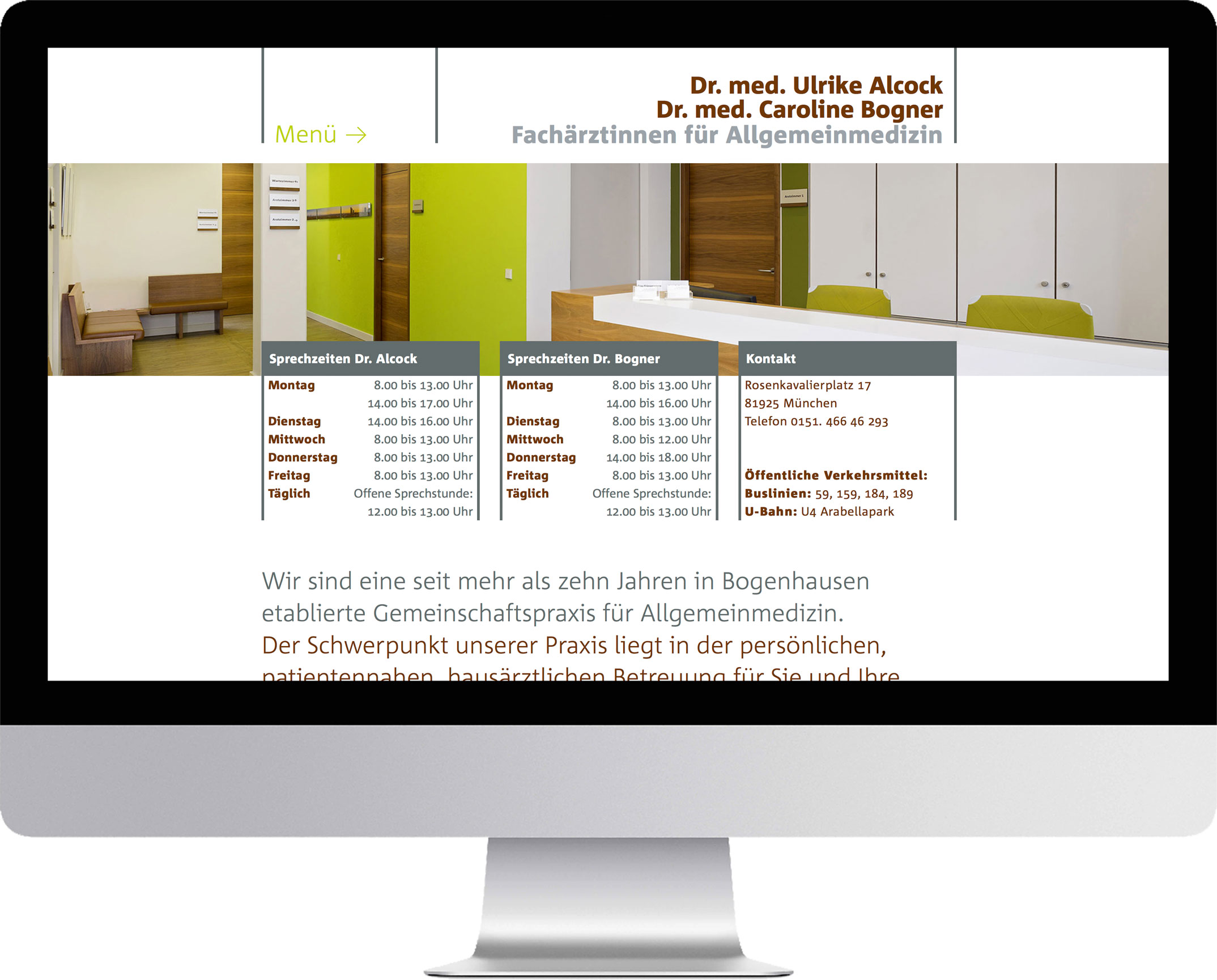 Webdesign – Corporate Design Dres. med. Alcock und Bogner, Allgemeinmedizin