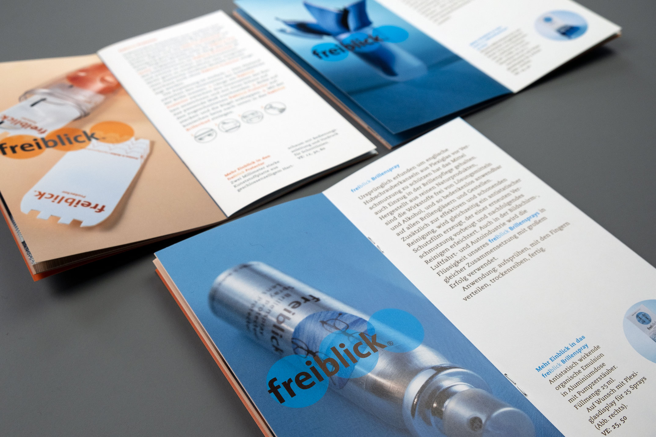 »freiblick« Produktkatalog Doppelseiten innen – Corporate Design Freise & Sohn Optikprodukte