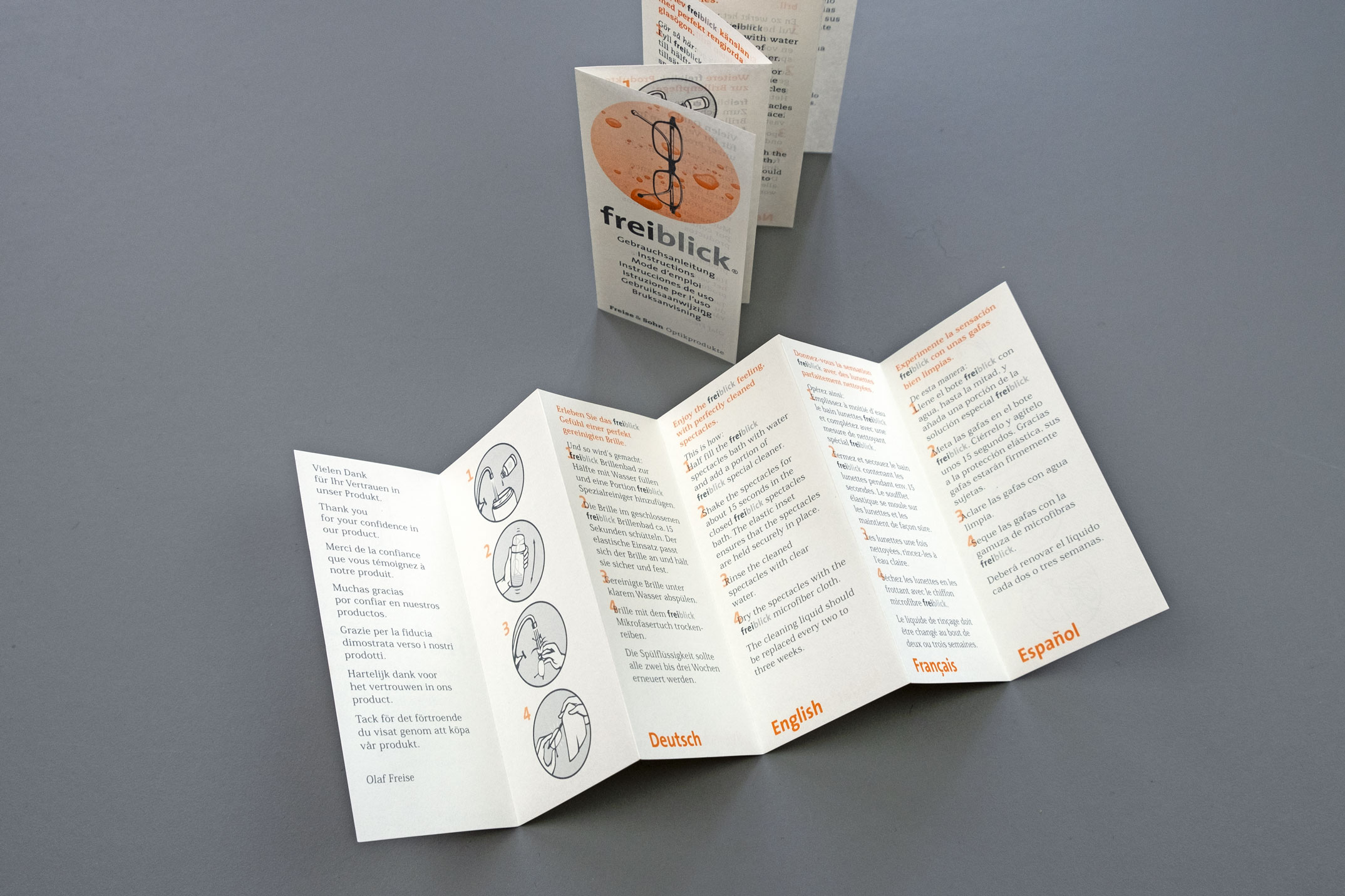 Gebrauchsanweisung »freiblick« Brillenbad – Corporate Design Freise & Sohn Optikprodukte