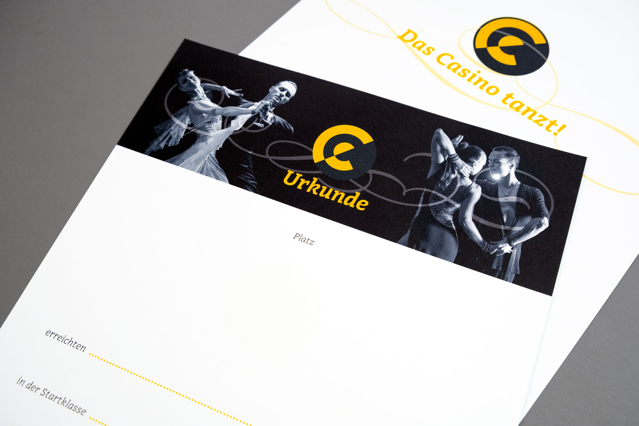 Urkunde – Corporate Design Gelb-Schwarz-Casino München
