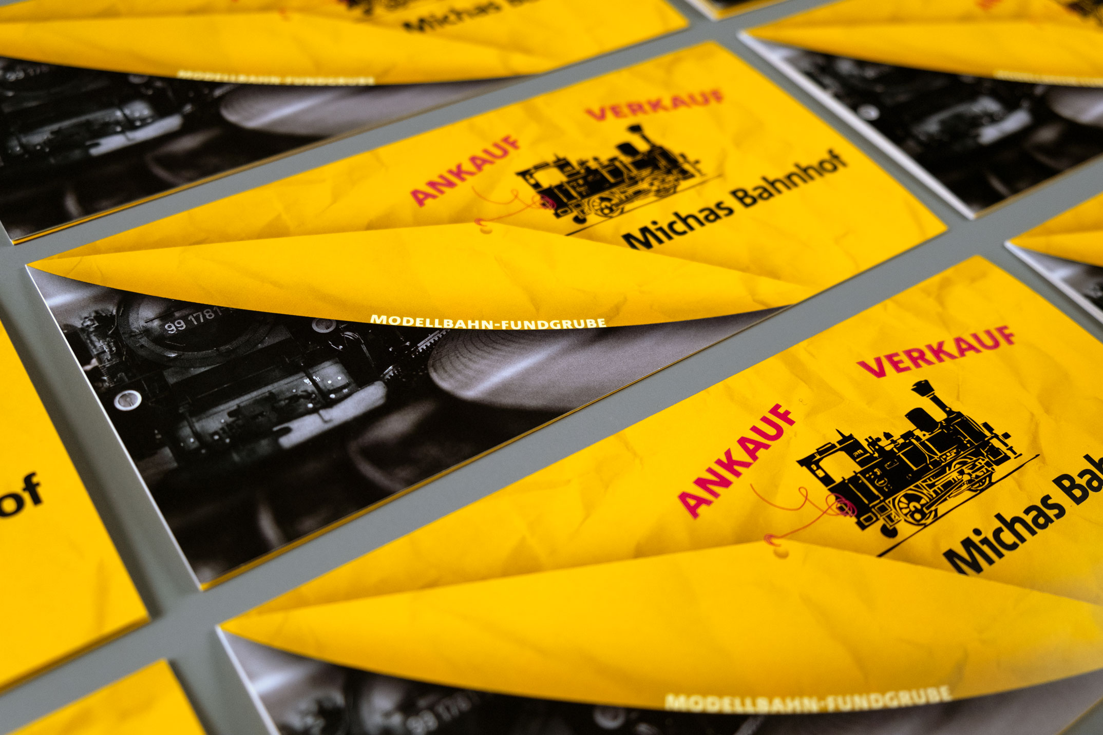 Faltblatt Titelblatt – Corporate Design und Webshop Michas Bahnhof