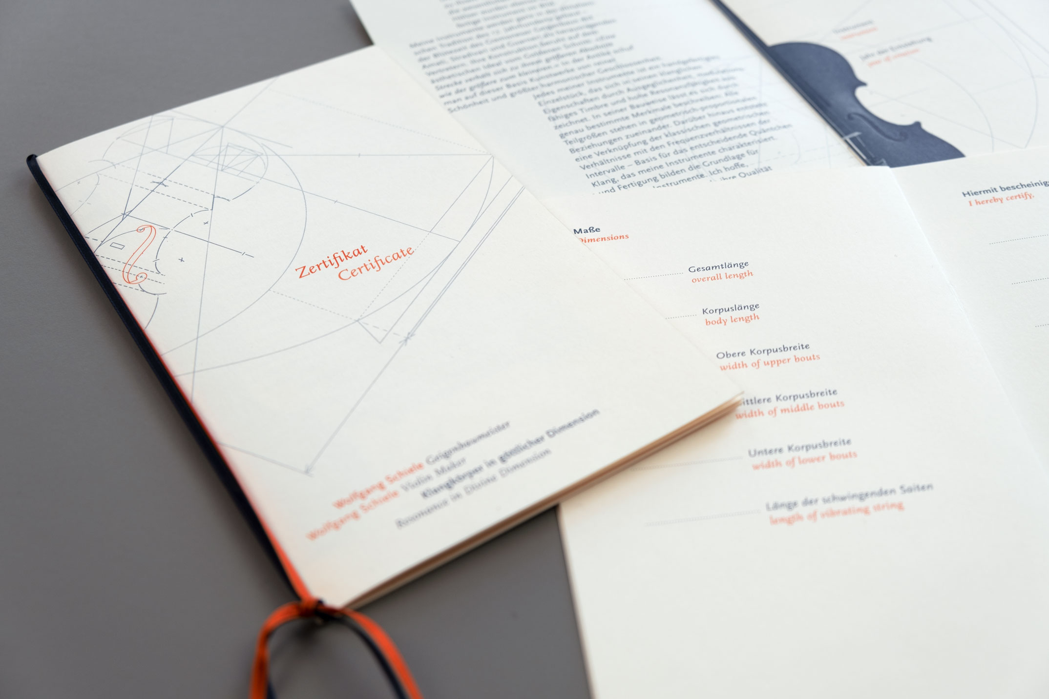 Zertifikat für die Streichinstrumente – Corporate Design Wolfgang Schiele Geigenbaumeister