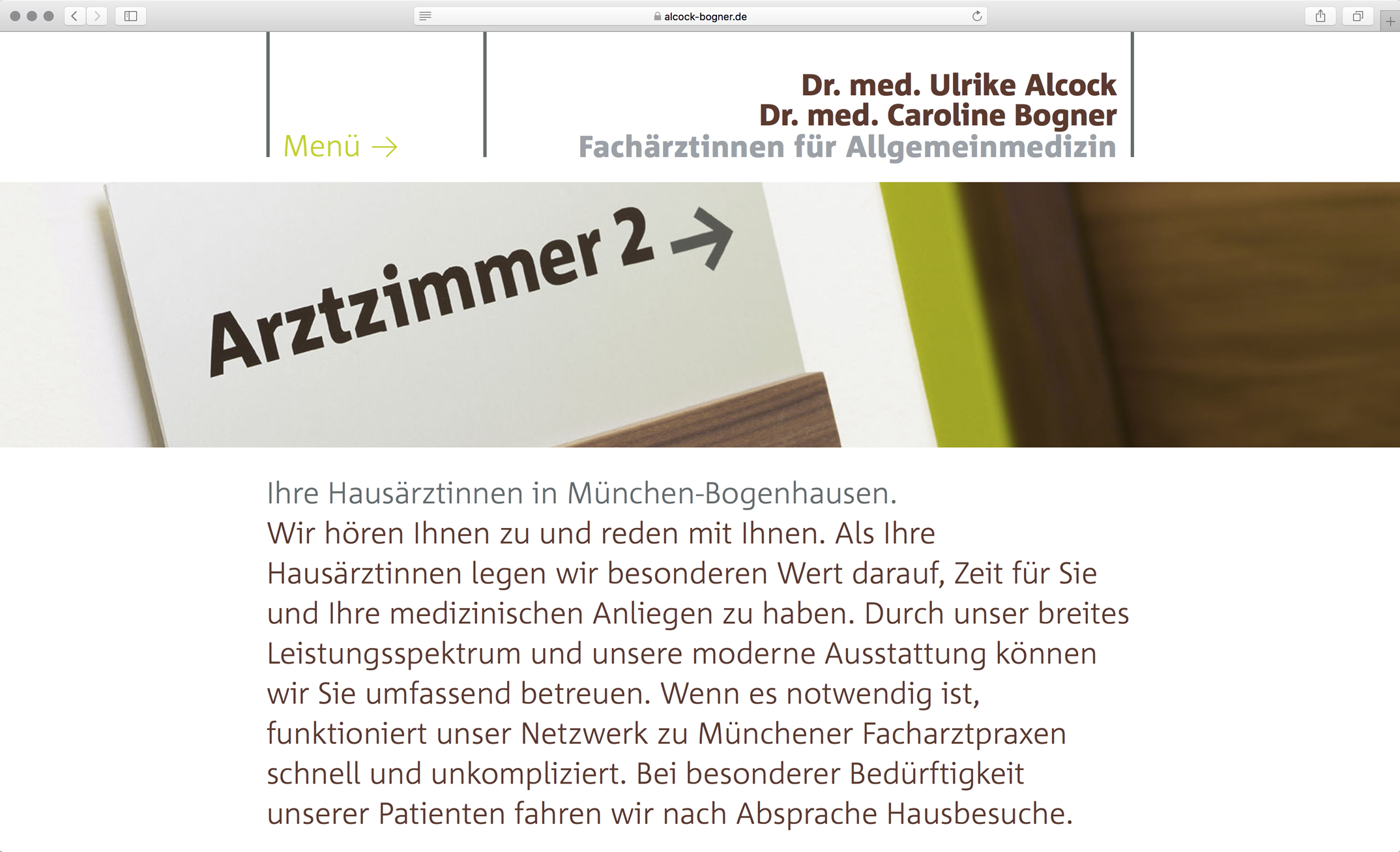 Unterseite, Vorstellung der Ärztinnen – Corporate Website Dres. med. Alcock und Bogner Allgemeinmedizin München