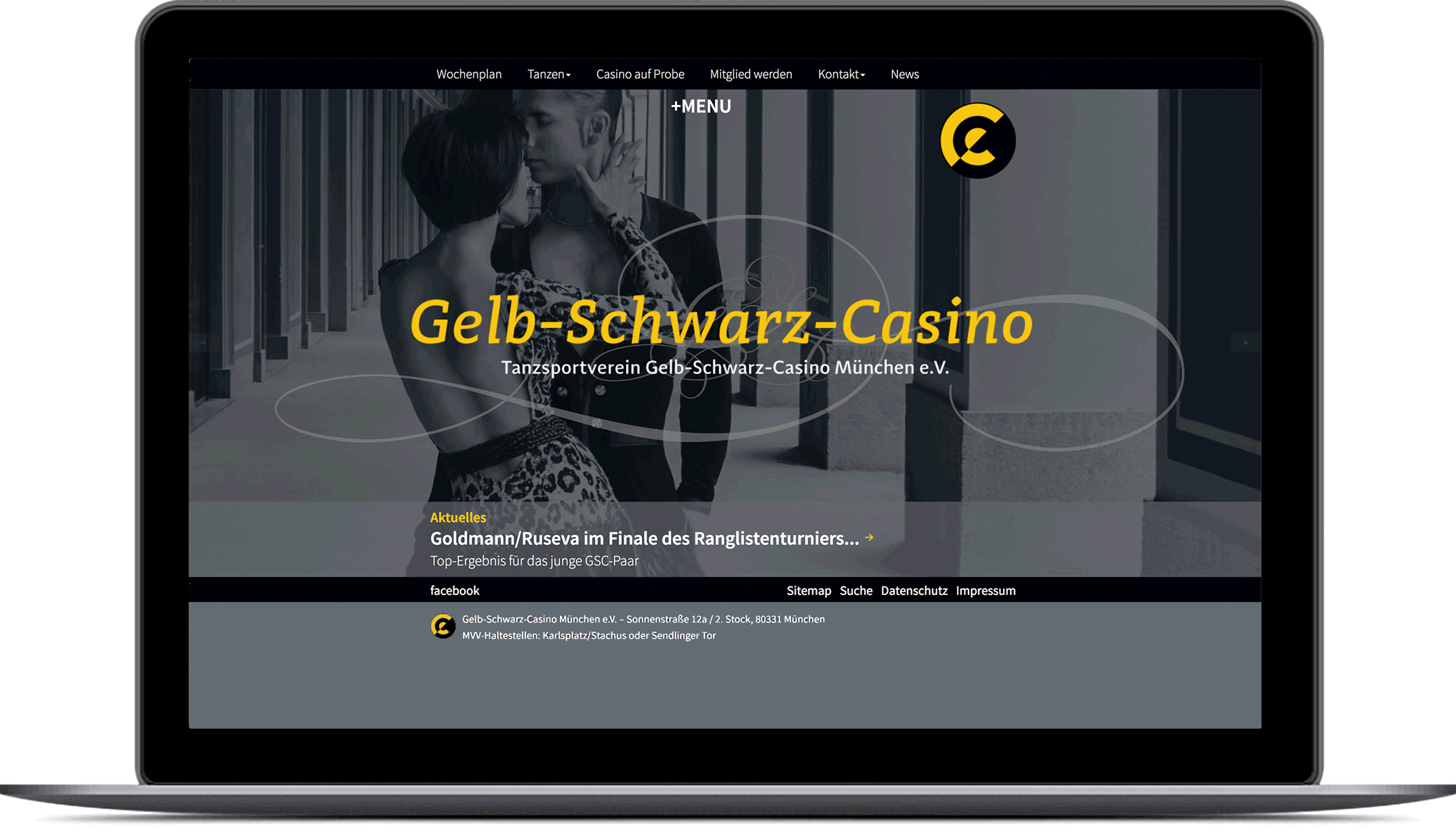 Webdesign, Startseite, Animation –  Corporate Website, Gelb-Schwarz-Casino München