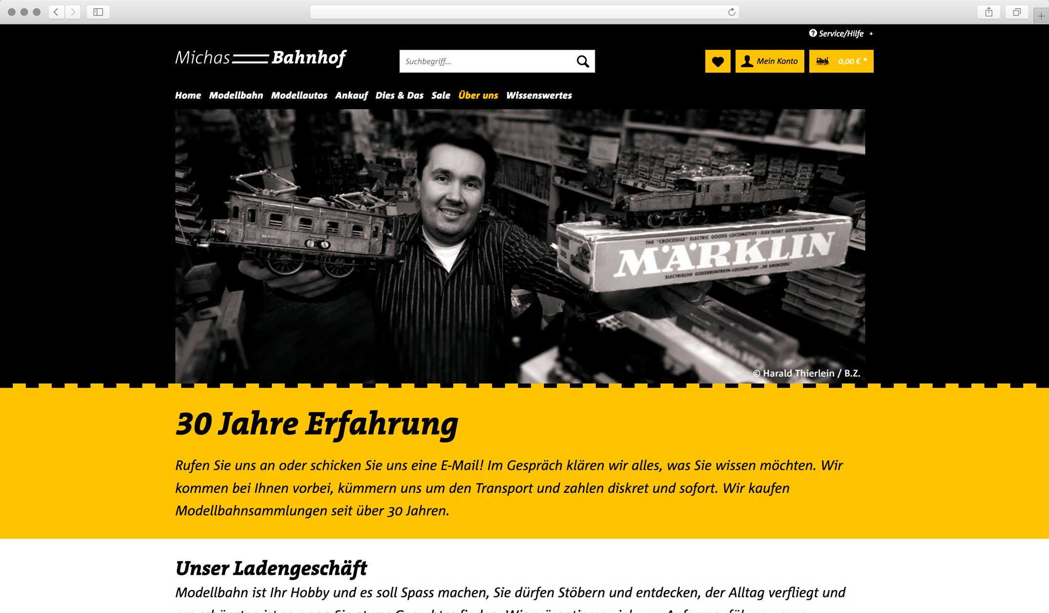 Webdesign, Unterseite Über uns – Corporate Website, Webshop, Michas Bahnhof Berlin