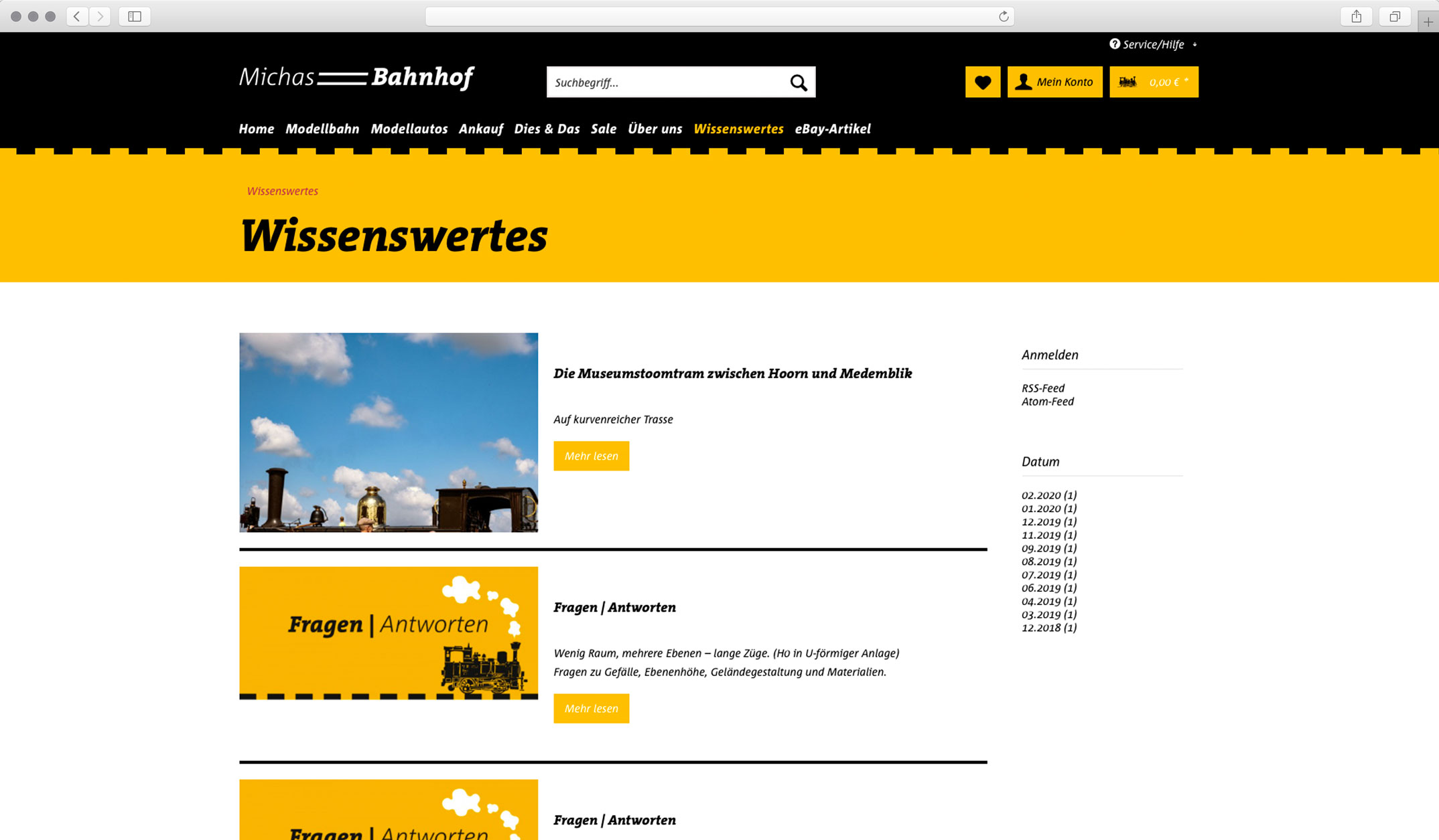 Webdesign, Unterseite News Blog – Corporate Website, Webshop, Michas Bahnhof Berlin