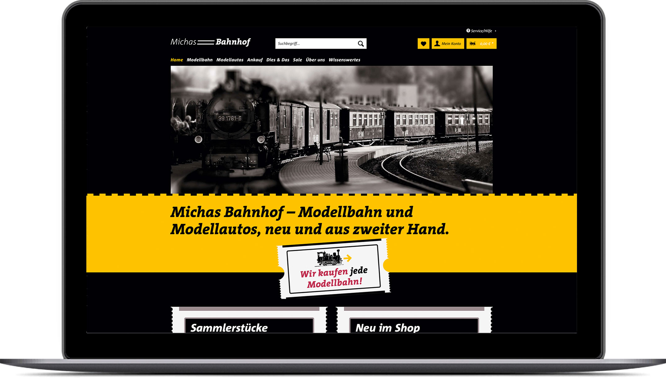Webdesign, Startseite – Corporate Website, Webshop, Michas Bahnhof Berlin